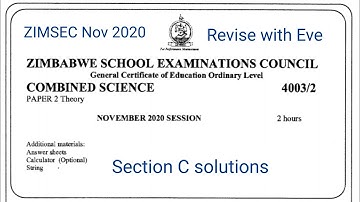 Zimsec November 2020, Combined Science Paper 2, Chemistry Section Solutions