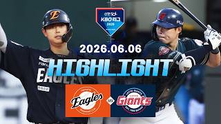 [한화이글스 vs 롯데자이언츠] 6.6(토) 야구 하이라이트｜2026 KBO 리그｜KBO X TVING