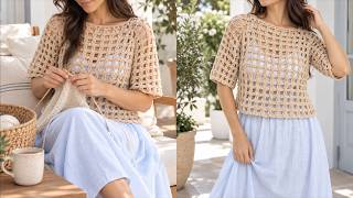 How to crochet top down Wildflower Lace Crochet Top #crochet #crochettutorial  #crochetpattern
