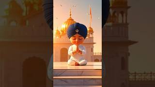 Waheguru Simran 🙏 Cute Sikh Boy Sitting at Gurdwara | Peaceful Shabad Simran Meditation