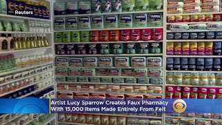 Lucy Sparrow recreates chemist shop made entirely from felt