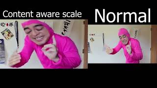 Pink guy normal vs content aware scale