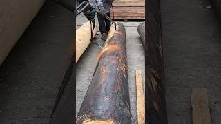 Carbonization treatment of log surface