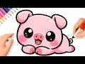 HOW TO DRAW A PIG EASY ???? DRAWING CUTE ANIMALS