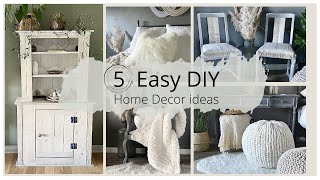 5 Home Decor: IKEA hacks Fur Pillow & Chair; Pouf ottoman, Chalk Painted Furniture | asmr diy craft