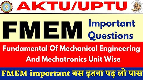 Mechtronics important Question | AKTU | FMEM Important | Fundamental of Mechanical Engg & Mechtronic