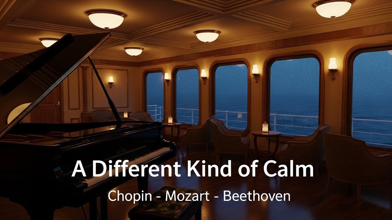 Titanic Night Ambience | Mozart, Beethoven & Chopin Piano with Wave Ambience