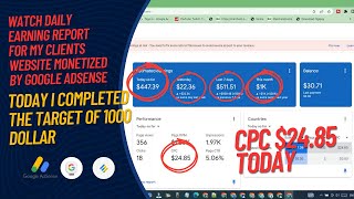 Today I completed the target of 1000 dollar | I use AdSense CPC increasing trick for my clients