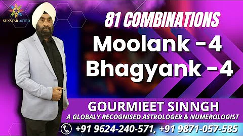 Moolank 4 Bhagyank 4 | 81 Combinations in Numerology | Sunstar Astro