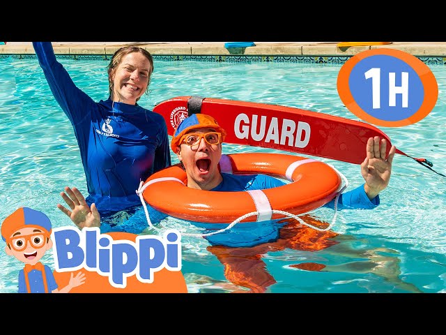 Blippi Learns to Swim Safely! 1 Hour of Summer Stories for Kids class=
