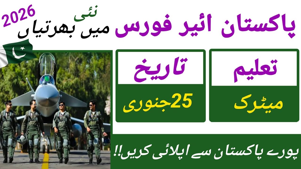 Pakistan Air Force Jobs 2026 | Matric Pass Jobs | Online Apply Method | PAF New Jobs
