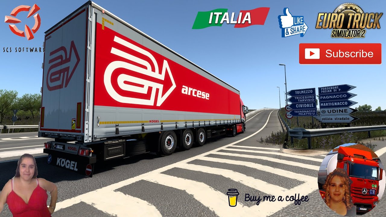 Euro truck simulator 2 1 45 delivery to udine italy map project by