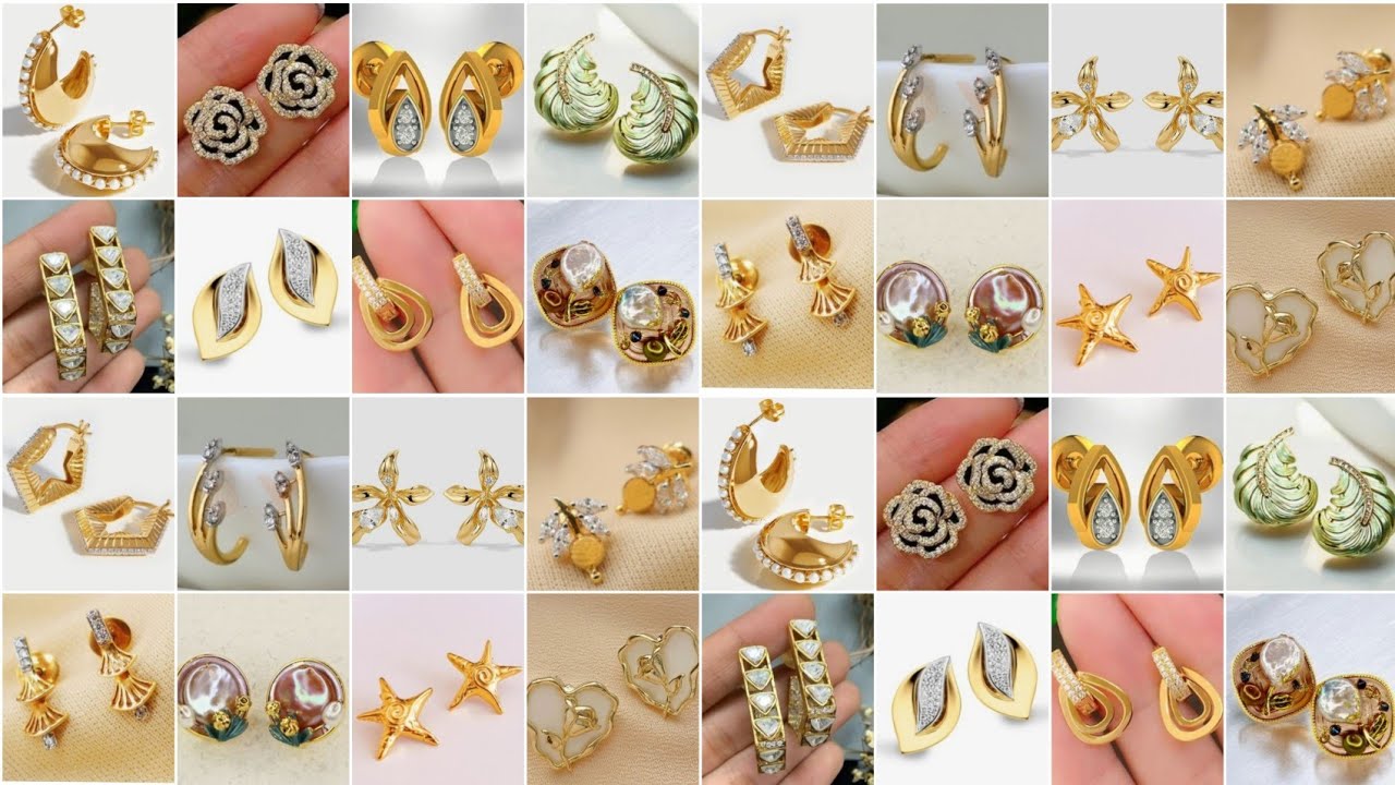 Latest 22k Gold Stud Earrings Design for Ladies ||Simple Gold Earrings Designs 2026