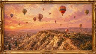 4K 3D Hot Air Balloon Vintage Oil Painting | Meditation Music | Golden Sunset TV Art screenshot 4