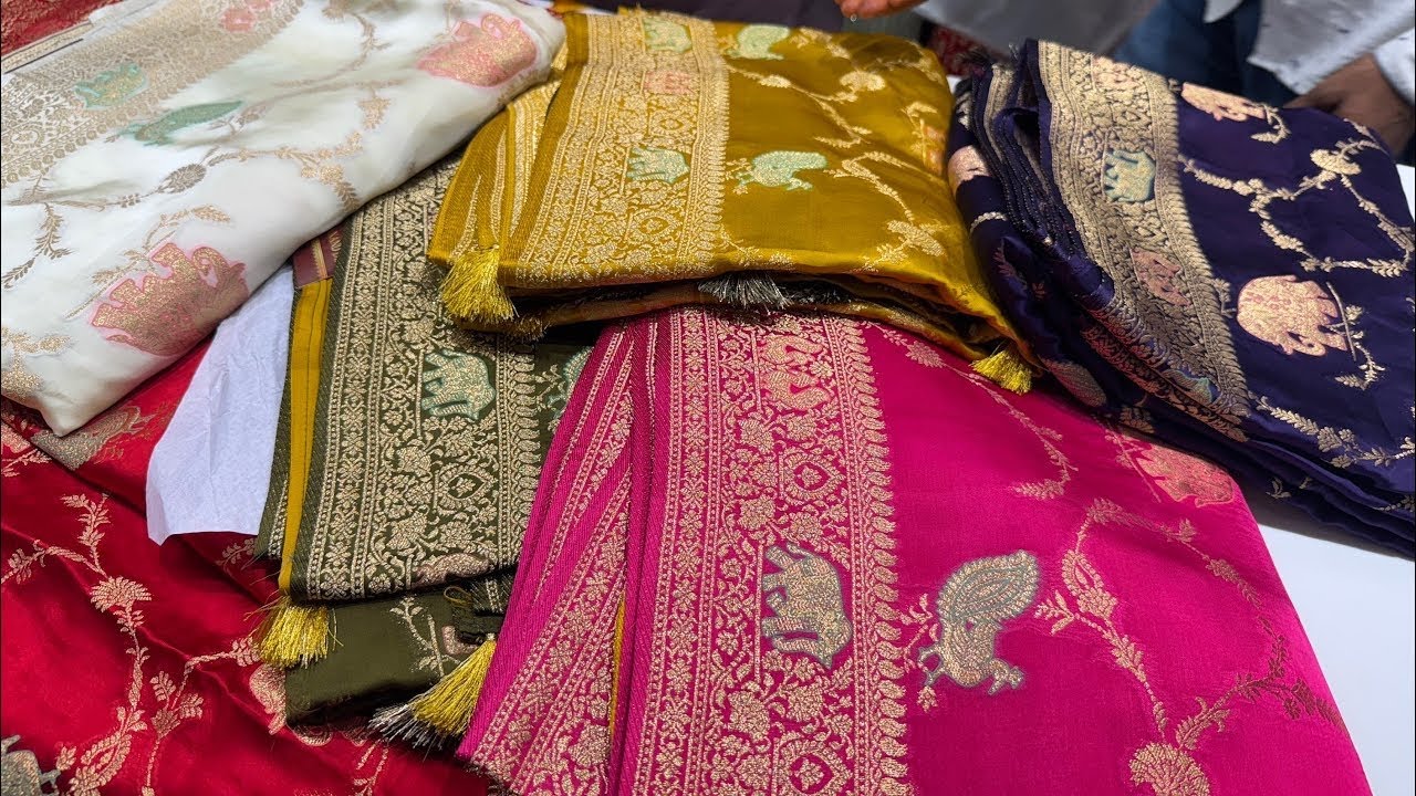 Banarasi Mashroo Crape Gergette Saree, Single Pis Shipping 