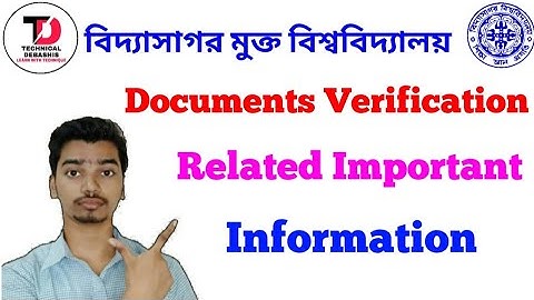 Vidyasagar University VU DDE Document Verification Related Information