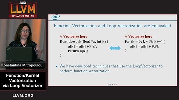 2018 LLVM Developers’ Meeting: K. Mitropoulou “VecClone Pass: Function Vectorization via LoopVec...”