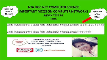 (Mock Test 16) NTA UGC NET Computer Science | Computer Networks MCQs | IPV6