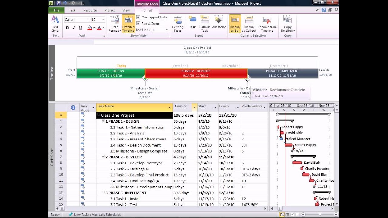 Microsoft Project Training Using The Timeline View YouTube