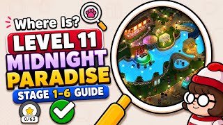 Where Is? Find Hidden Objects Level 11 Midnight Paradise (Stage 1–6 Complete Guide) screenshot 5