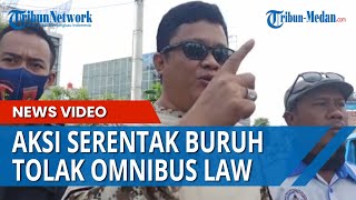 Aksi Serentak Tolak Omnibus Law, Buruh di Medan Lakukan Hal Tidak Terduga di Bundaran Majestik