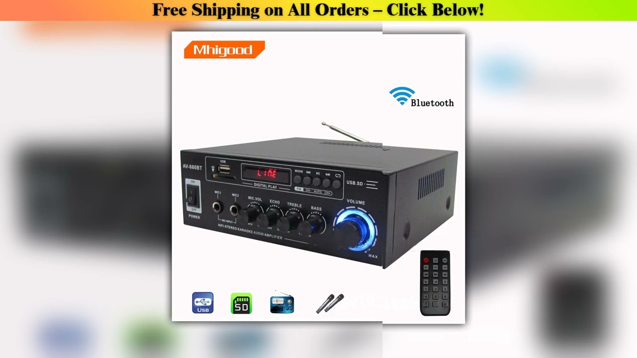 2000W power amplifier 20 Channel Audio Home Theater Amplifiers DC 12V 110V220V Support EQ FM SD USB