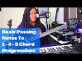 Basic Gospel Passing Notes To 1- 4 -5 Chord progressions | Bass Tutorial