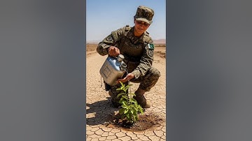 Lady Soldier saved the guava tree from drying up by watering it 😭 #ai​ #plants​ #save​ #watering​