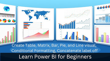 Learn Power BI 4: Table, Matrix, Bar, Pie, Conditional formatting