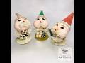 Vintage Christmas Putz Pine Cone Santa Gnomes, Set of 3, 1950s - 60s