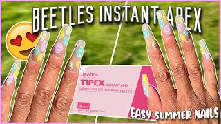 TRYING BEETLES TIPEX INSTANT APEX NAILS | BEGINNER FRIENDLY SUMMER NAIL DESIGN | NAIL TUTORIAL