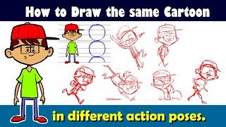 How to draw the same Cartoon Character in different poses Part-1 | Character Design | RinkuArt