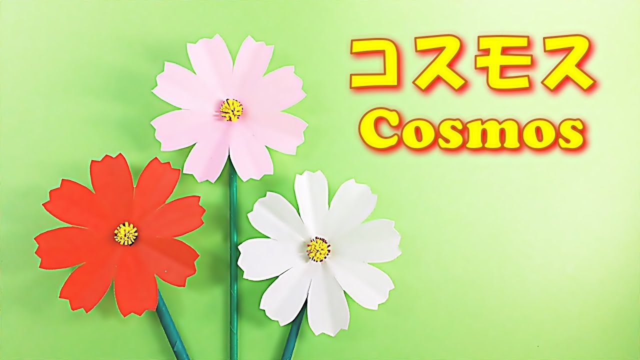 折り紙 切り紙 簡単 花 コスモス の作り方 Origami Cut Paper Easy Paper Flower Cosmos Crafts Step By Step Youtube