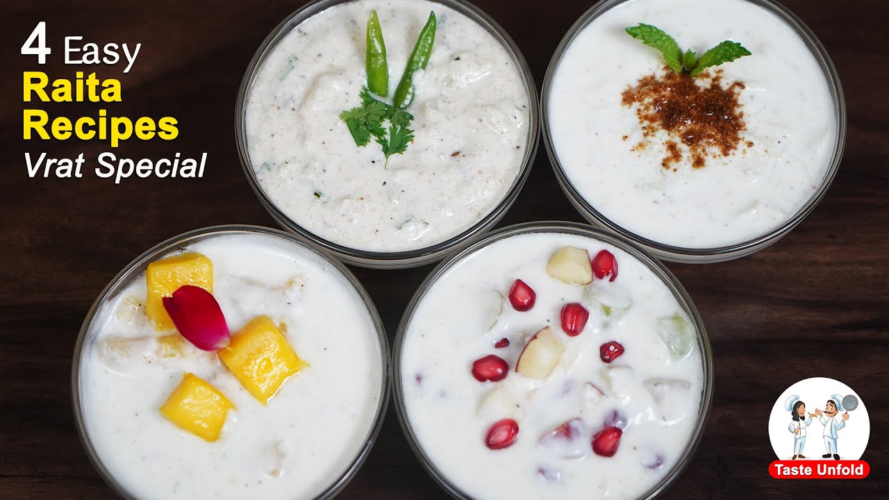5 Min में बनाए बहुत ही स्वादिष्ट महाशिवरात्रि व्रत रायता | 4 easy Vrat Raita Recipes | Vrat ka Khana | Taste Unfold