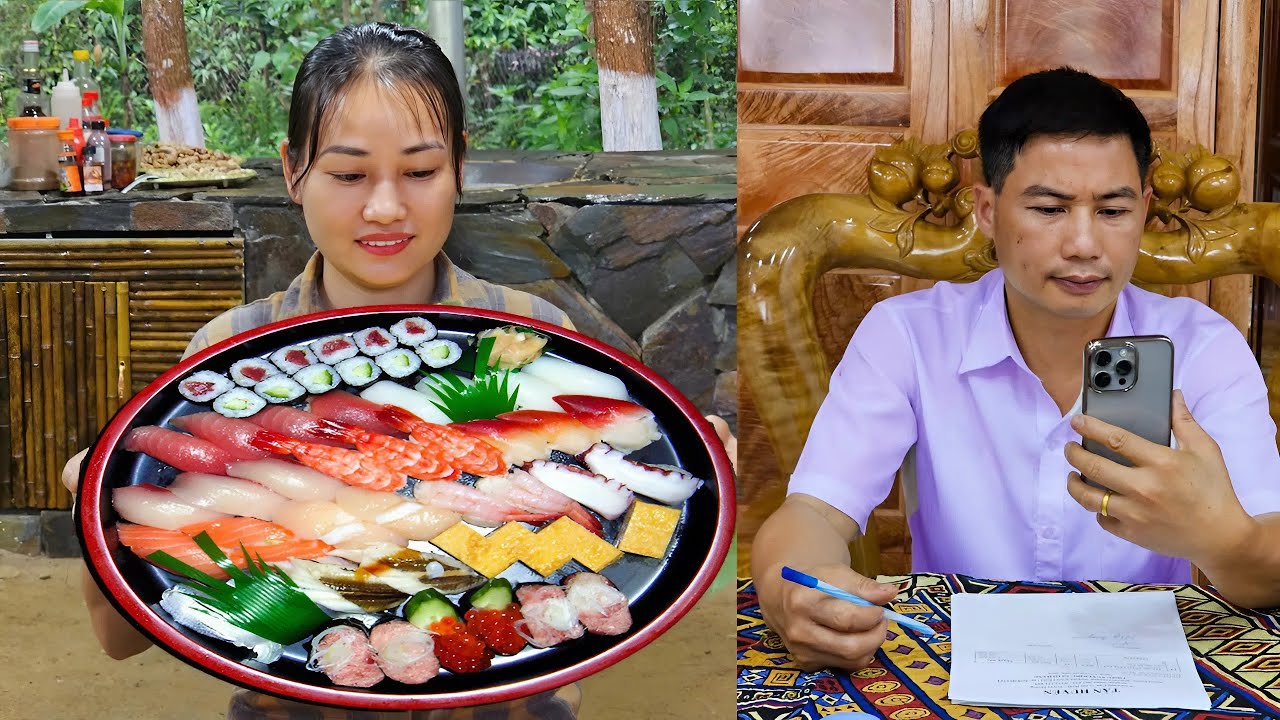 TAN Makes Fish Sushi - AN Does Gardening - Takes Care of Children | Ly Phuc An