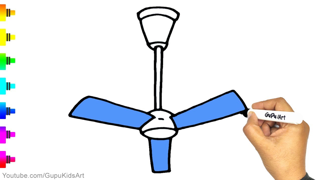 How To Draw A Ceiling Fan Easy You