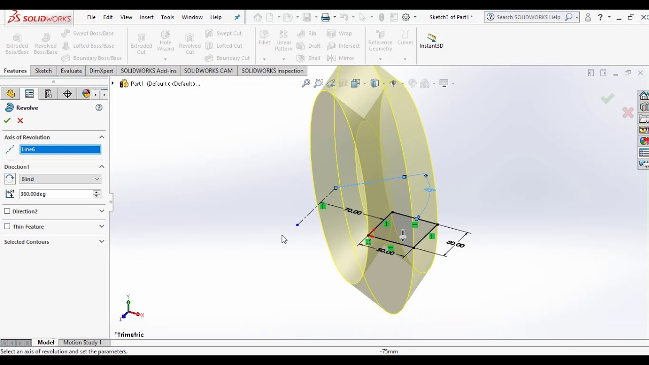 Revolve in SolidWorks - YouTube