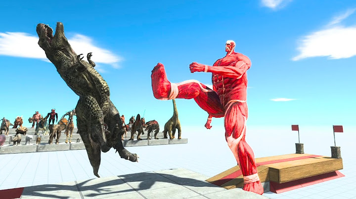 Colossal Titan Kicks T-Rex Godzilla and King Kong - Animal Revolt Battle Simulator - ARBS