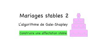 Stable Marriages 2: Gayle Chapley's Algorithm