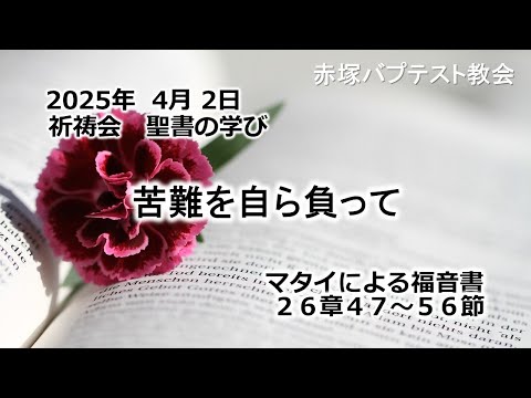 苦難を自ら負って　マタイによる福音書26章47～56節 2025/04/02 WED. 赤塚教会祈祷会 聖書の学び