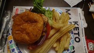 ASMR Having Burger Den Raid The Roost Chicken Burger/w Wavy Fries And Chocolate Shake