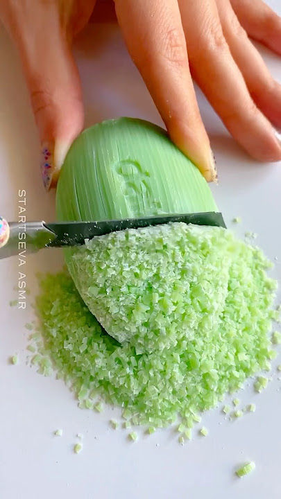 Cutting dry soap strips on the table. #soapcarving #satisfying