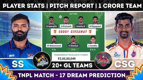 SS vs CSG Dream11, SS vs CSG Dream11 Prediction, SS vs CSG TNPL Dream11 Team Today, SS vs CSG TNPL