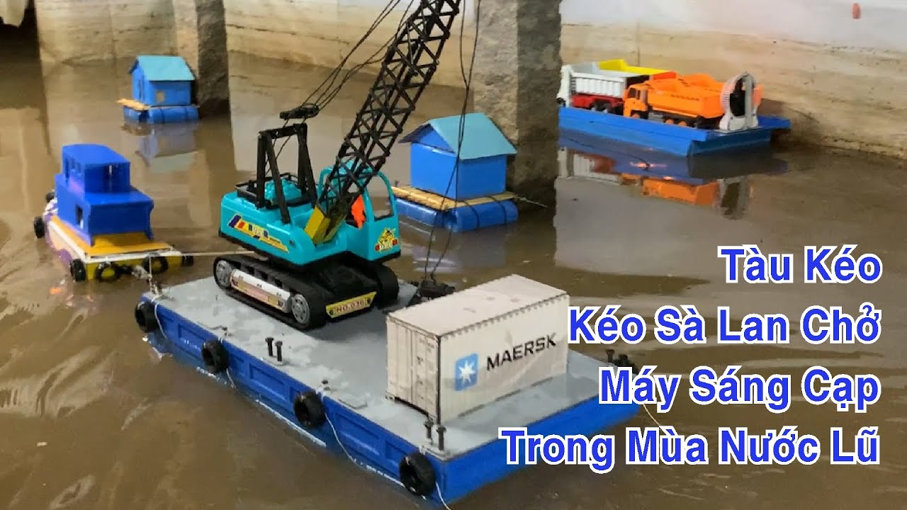 Tàu Kéo Kéo Sà Lan Chở Máy Sáng Cạp và Phà Chở Cát Xe Ben Xe Cần Cẩu
