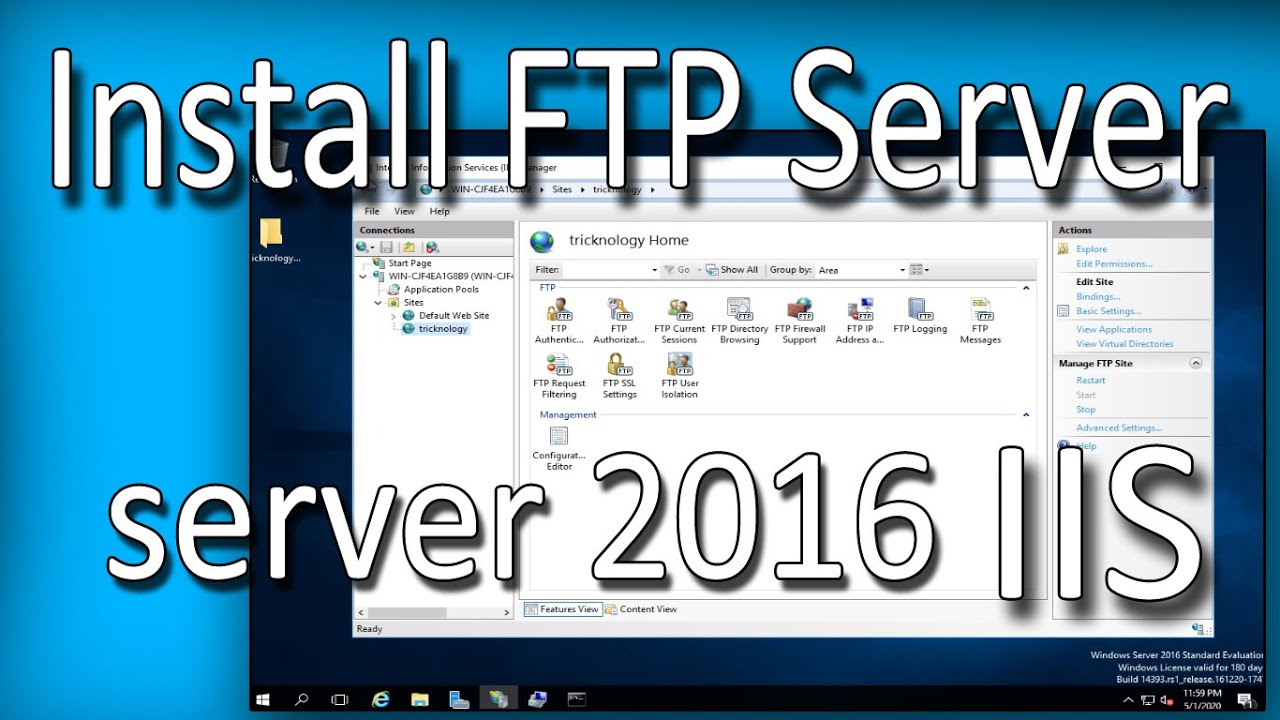 สร้าง ftp server บน windows 10  Update 2022  How To Install FTP Server on IIS  | Windows Server 2016(Step by Step)