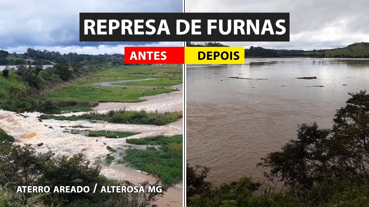 REPRESA DE FURNAS ANTES E DEPOIS (AREADO) COM CHUVAS INTENSAS EM 2022 NÍVEL DE FURNAS ESTÁ