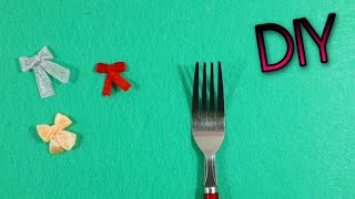 طريقة عمل فيونكه بالشوكه | سهلة جداً| How to make a bow with a fork| تسالي DIY