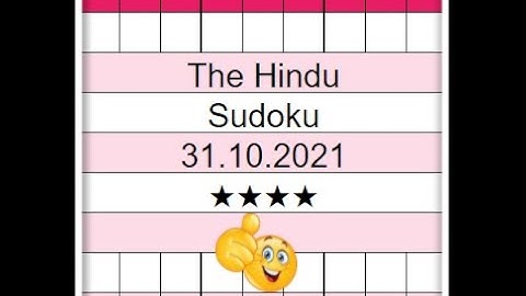 The Hindu Sudoku 4 Star Step by Step Solution | 31.10.2021 | Difficulty Level ★★★★