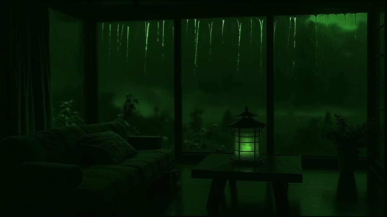 (Heal Insomnia) Heavy Rain Falling⛈️😴With its soft blue light, it helps you sleep on rainy nights
