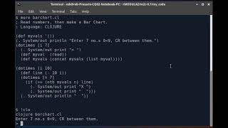 CLOJURE Program to make a text  bar chart.